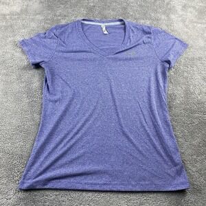 Under Armour Shirt Womens Medium Purple Short Sleeve V-Neck Heatgear Loose